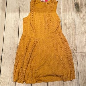 NWT Xhiliration Mustard Yellow Golden Lace Dress